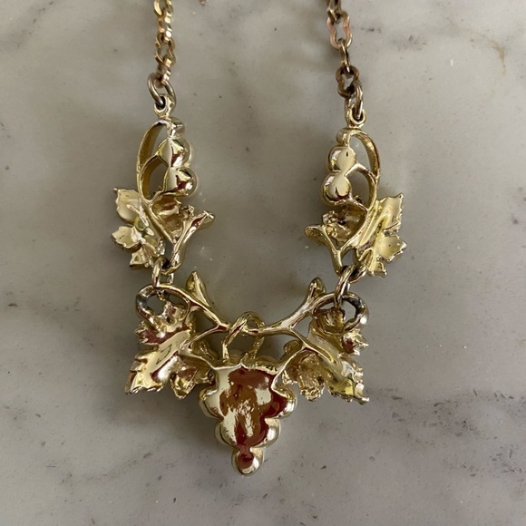 Vintage Gold-Tone and Faux Pearl Grapevine Motif Necklace - Picture 4 of 6